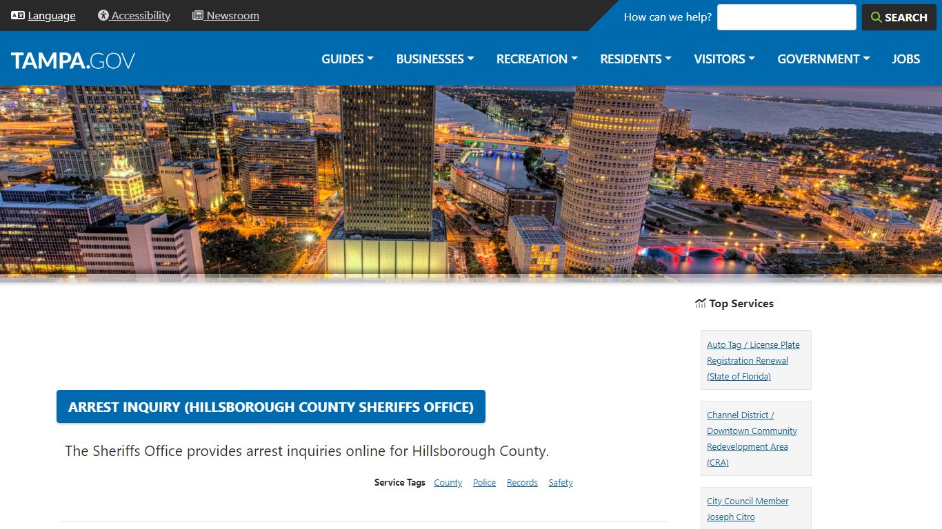 Arrest Inquiry (Hillsborough County Sheriffs Office)